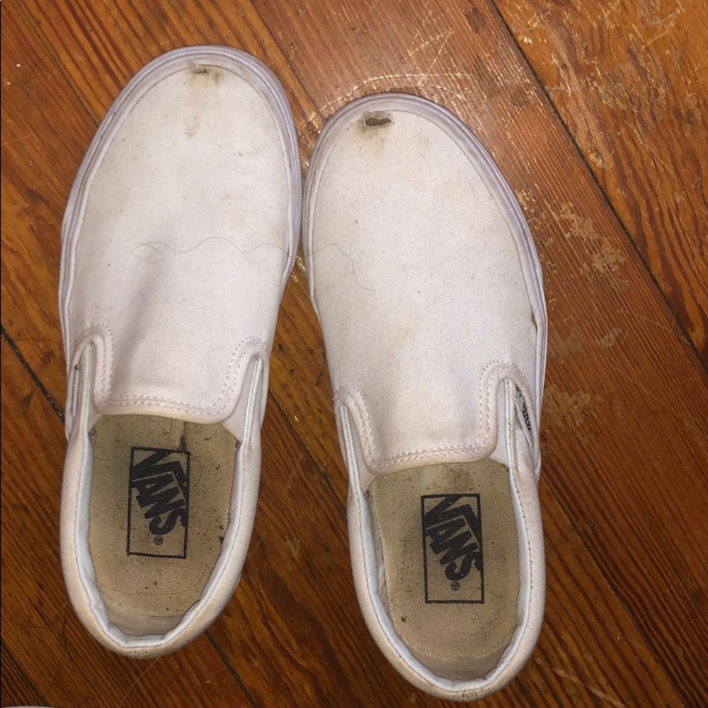 White slip on vans